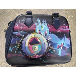 Loungefly Navy Purple Pink Cinderella Carriage Shoulder Bag
